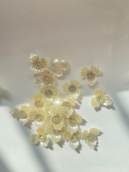 30 قطعة لون أبيض في المنتصف كرستالة