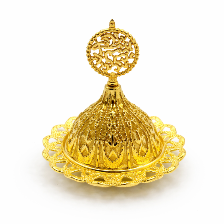مبخرة معدن لون ذهبي رأس شكل حروف عربية