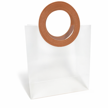 كيس هدايا مع يد جلد لون بني 10أكياس