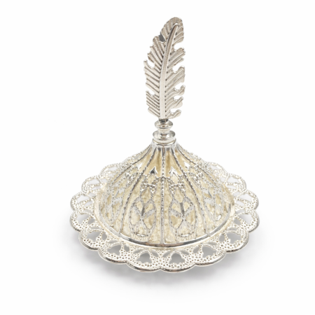 مبخرة معدن لون فضي رأس شكل ريشة