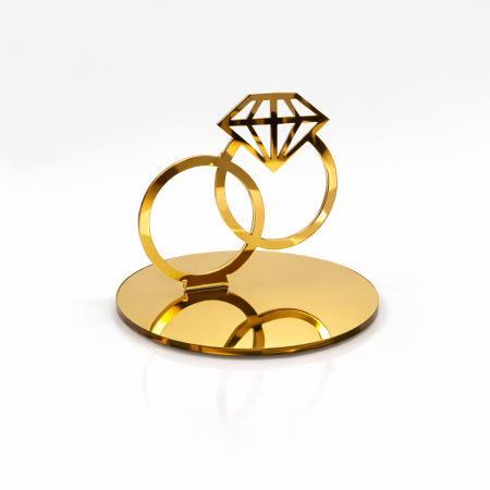 ستاند أكريلك ذهبي شكل خواتم