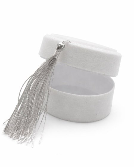 12قطعه علبة مخمل شكل بيضاوي لون أبيض-