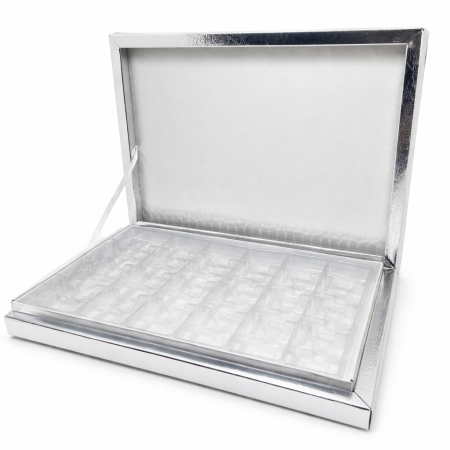 بوكس شوكلاته لون فضي <br> <span class='text-color-warm'>سيتوفر قريباً</span>