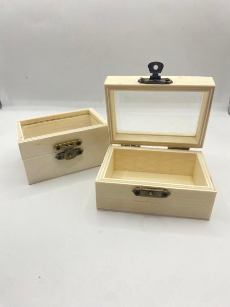 صندوق خشب وجه شفاف 12 قطعه