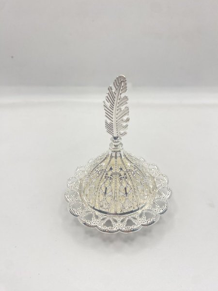 مبخرة معدن لون فضي رأس شكل ريشة