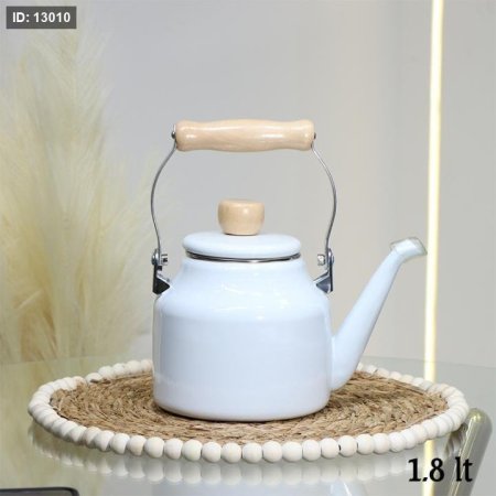 براد شاي زينكو 1.8لتر ابيض يد ستانلس ملبس خشب