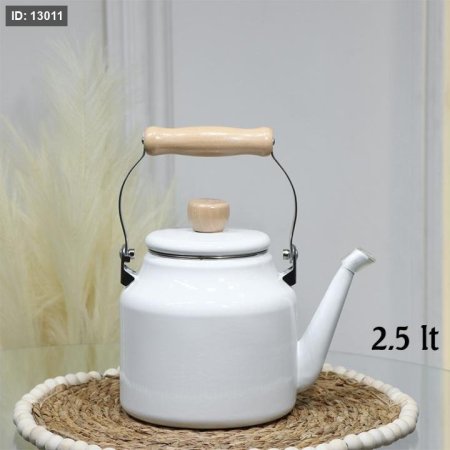 براد شاي زينكو 2.5لتر ابيض يد ستانلس ملبس خشب