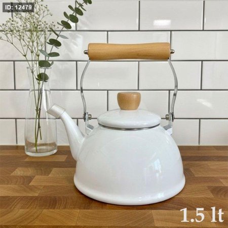 براد شاي 1.5 لتر زينكو ابيض يد خشب