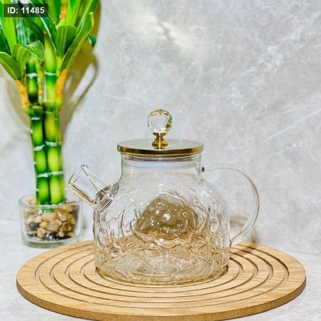 ابريق شاي 1 لتر زجاج سادة بابلز غطا ستانلس