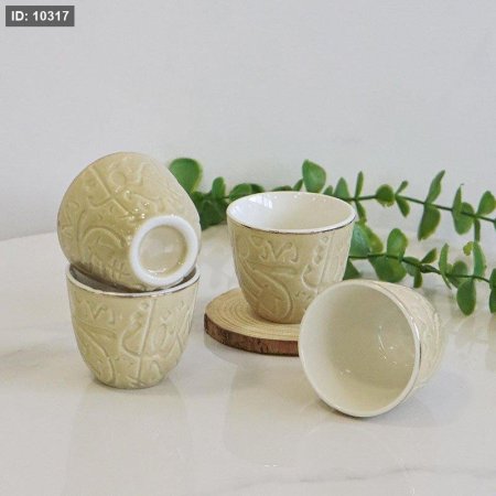 طقم فناجين قهوة /12 بورسلان سادة مكتب عسلي